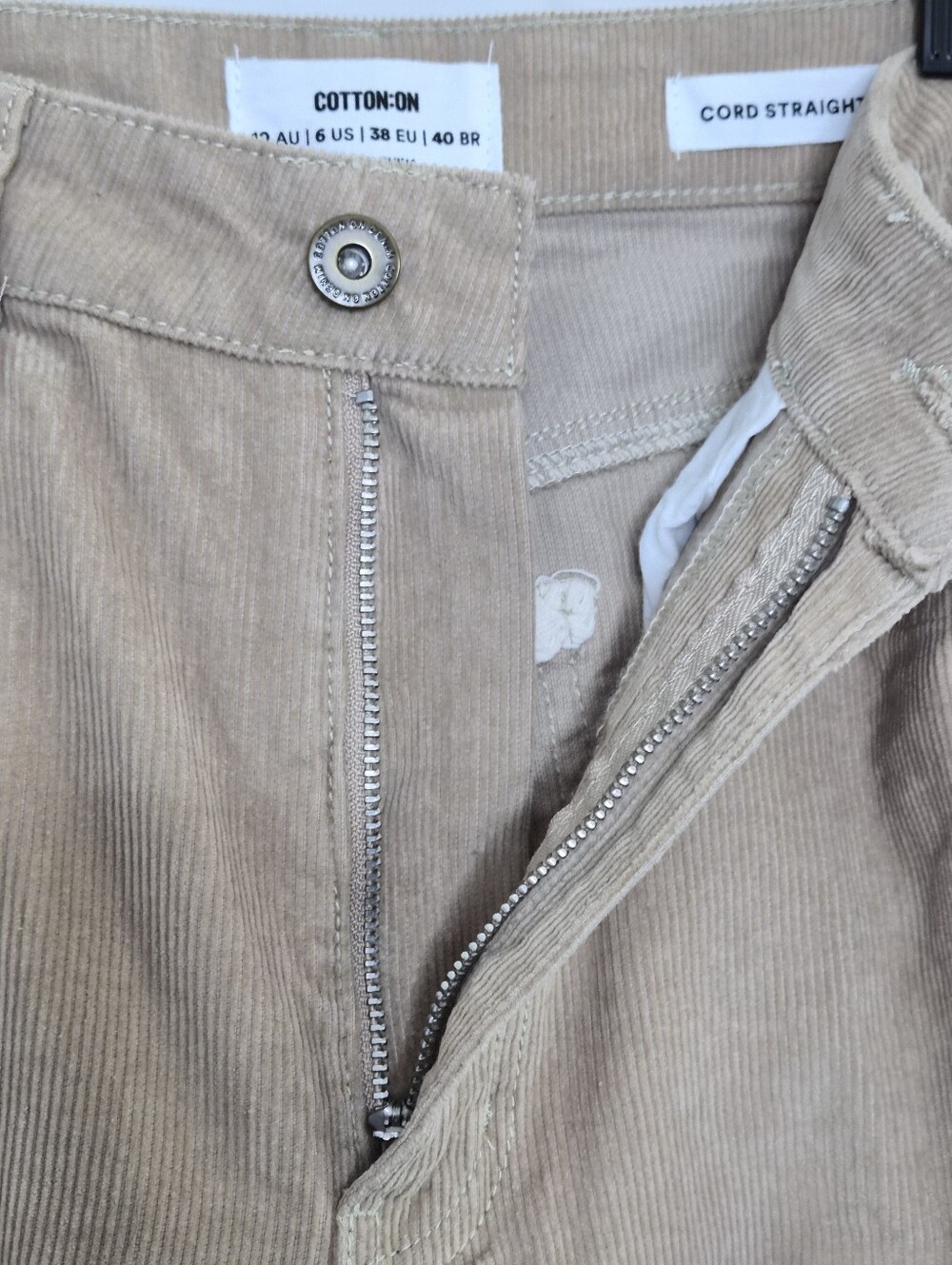 Cotton On Cord Straight Jeans Women’s Size 6 Tan Beige Corduroy High Rise Pants - Picture 8 of 16
